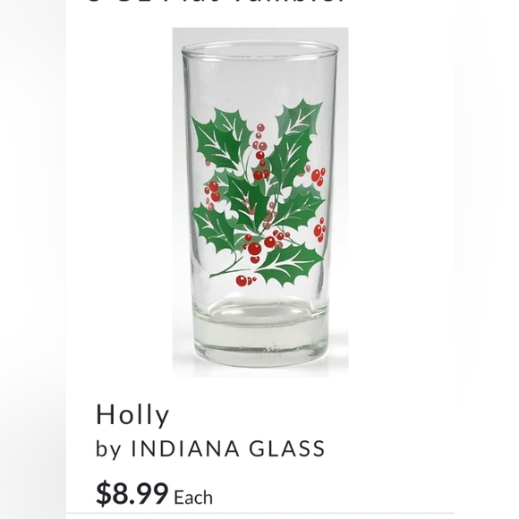 *SET of 4* HOLLY  VINTAGE Glasses By INDIANA GLASS COMPANY* No Spill Bot… - Picture 3 of 10